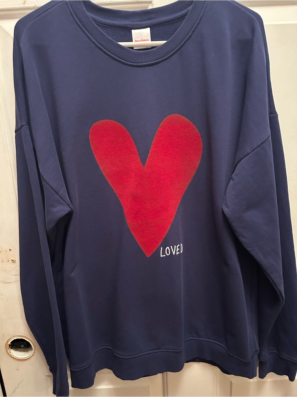 Hanna Andersson Navy Crewneck Sweater with Red Heart